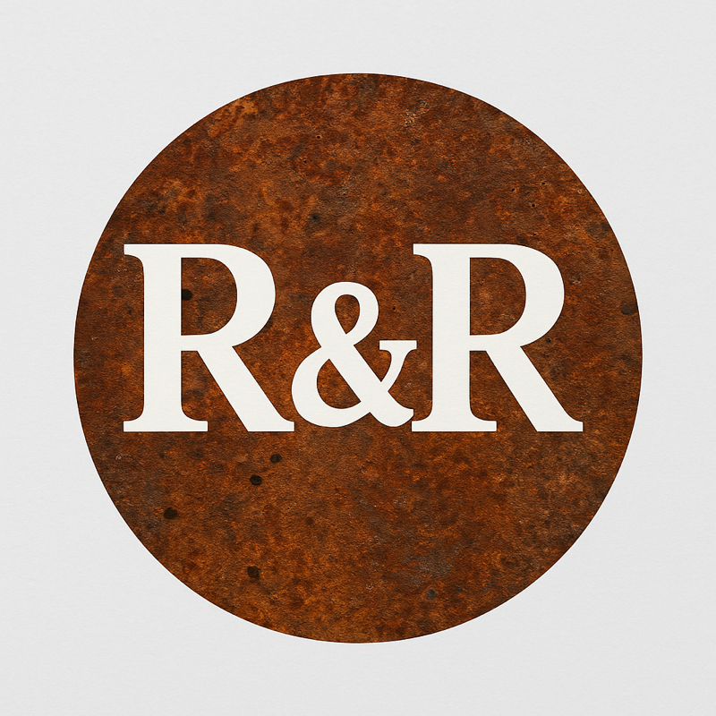 Rust and Resolution logo – circular rust-textured site icon
